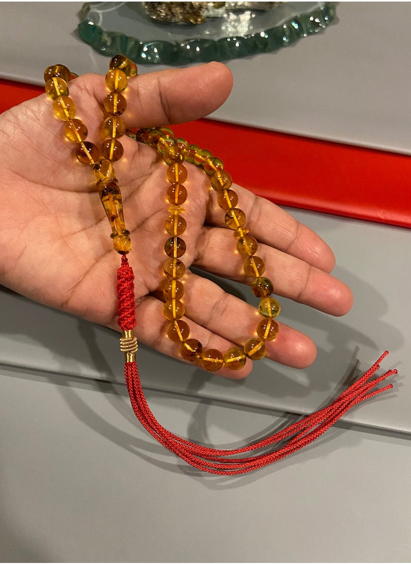 بيرسونال تاتش - سبحة رجالية من الكهرمان الطبيعي البلطيقي الحُر عدد الخرز 49 ومقاس الخرز 8.7mm - Image 1