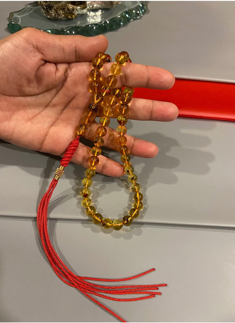 بيرسونال تاتش - سبحة رجالية من الكهرمان الطبيعي البلطيقي الحُر عدد الخرز 49 ومقاس الخرز 8.7mm - Image 1