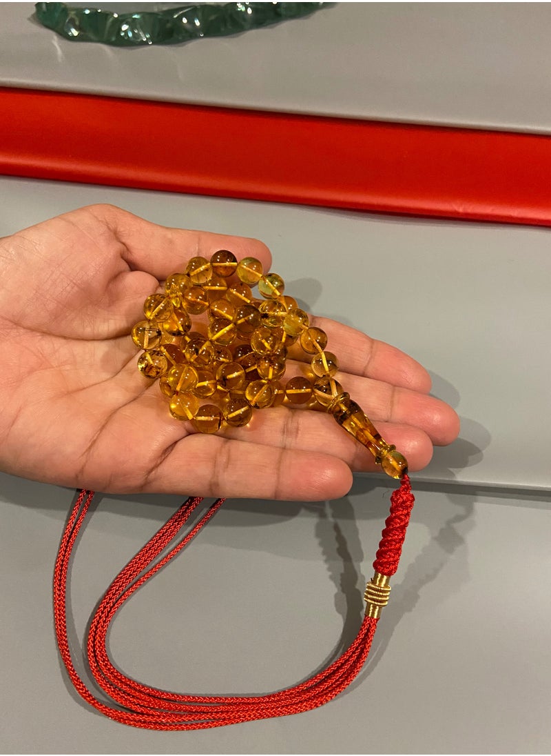 بيرسونال تاتش - سبحة رجالية من الكهرمان الطبيعي البلطيقي الحُر عدد الخرز 49 ومقاس الخرز 8.7mm - Image 1