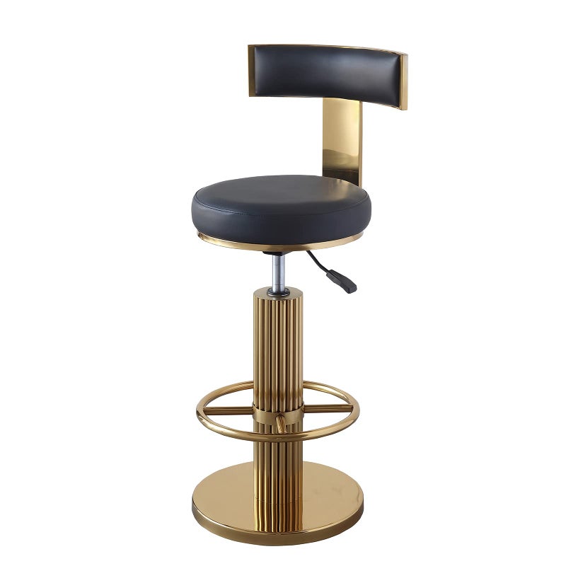 FUNROLUX Swivel Bar Stools with Backrest Modern Adjustable Height Counter Stool with Metal Legs and Comfortable Cushion Black and Gold Bar Chair for Kitchen Island Counter Black