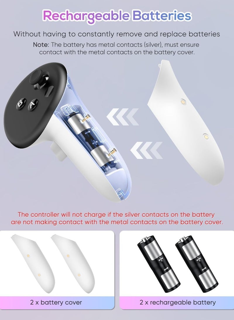 Charging Dock for Meta Quest 3S/3 Magnetic Charging Station for Oculus Quest 3S/3 Accessories with RGB Light Charging Stand for VR Headset and Controller with 2 Rechargeable Batteries - Image 5