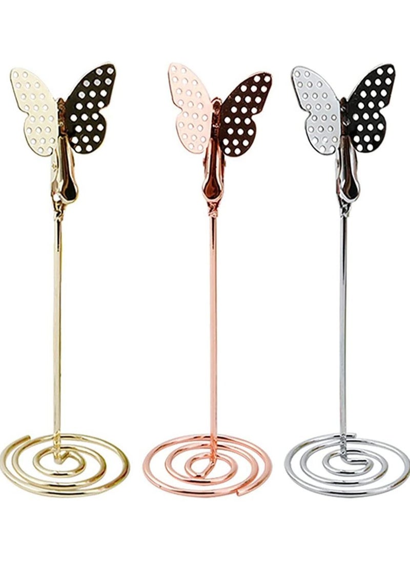 SYOSI - 3-Pack Table Number Holder with Butterfly Alligator Clip, Business Card Holder Memo Sticky Photo Holder for Wedding Table Number Display - Image 1