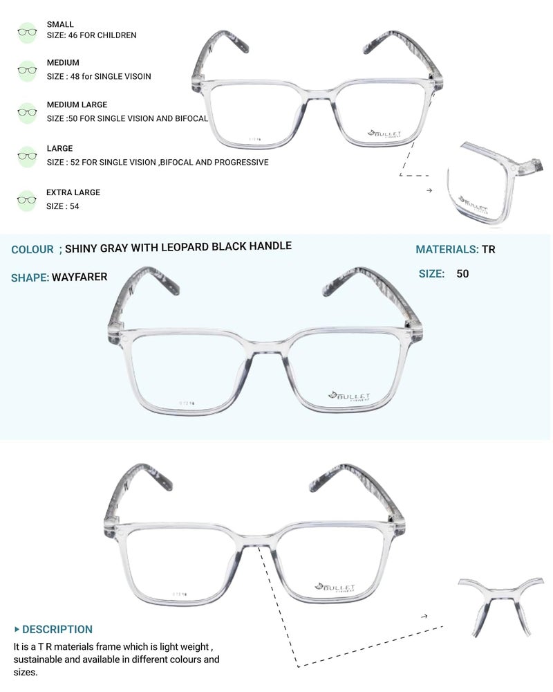 Lens + Lensplus Wayfarer Shape TR Full Rim Eyeglasses with Lightweight Unisex Eyewear for Men & Women - Image 4