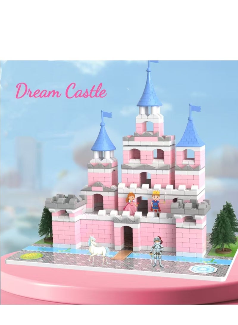 3D DIY Dream Castle With Prince and Princess, Gift Toy Age 6 And Up, 805 Blocks Playhouse Building Set For Fans Of Princess Houses And Fairy Tales - Image 1