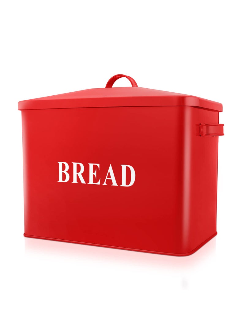 P&P CHEF PP CHEF Extra Large Bread Box with Lid Metal Bread Storage Container for Farmhouse Kitchen Countertop 131 X 1181 X 72 Inches for Holding 2 Loaves Indoor  Outdoor Use Red 