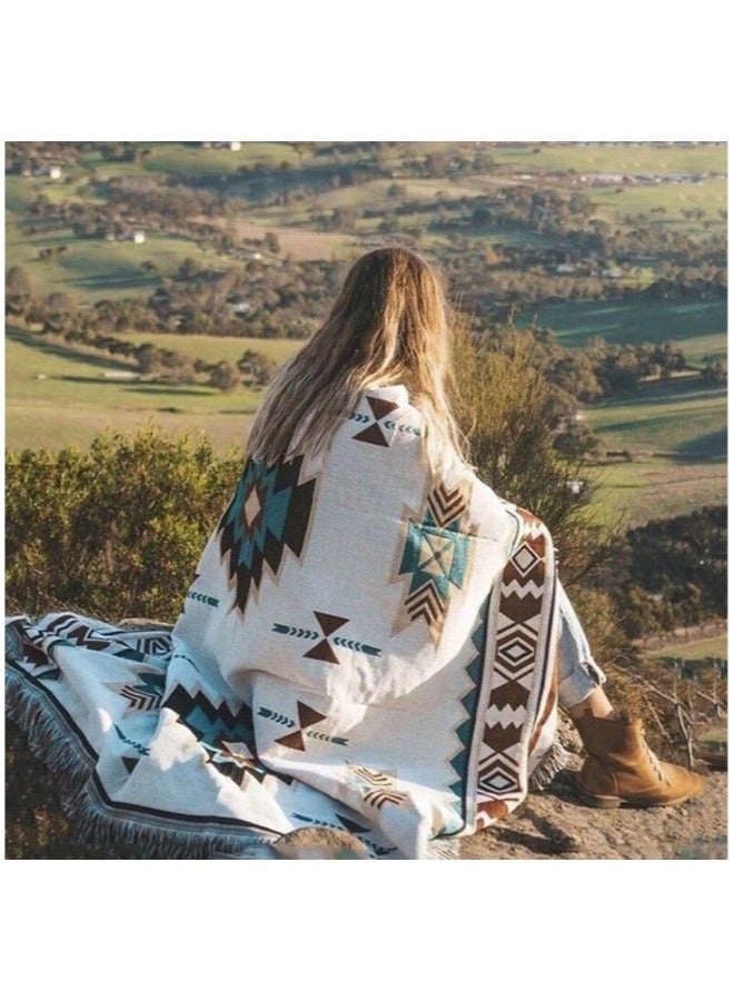 Vintage Bohemian Style Knitted Blanket 180*90cm Cotton Polyester Colorful Throw for Sofa Rocking Chair Picnic Mat Room Floor Decor Cold Day Blanket  - Image 3