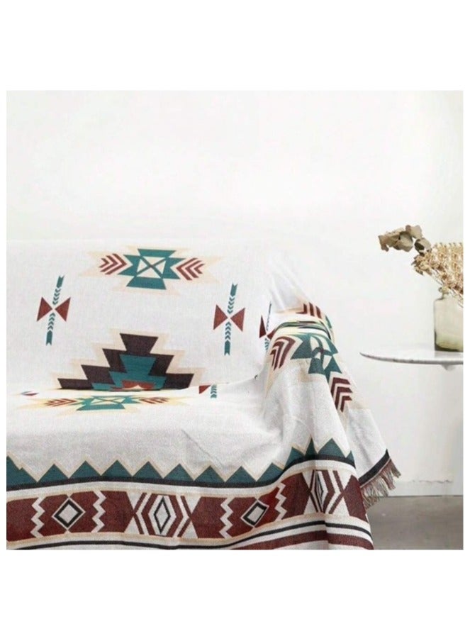 Vintage Bohemian Style Knitted Blanket 180*90cm Cotton Polyester Colorful Throw for Sofa Rocking Chair Picnic Mat Room Floor Decor Cold Day Blanket  - Image 5