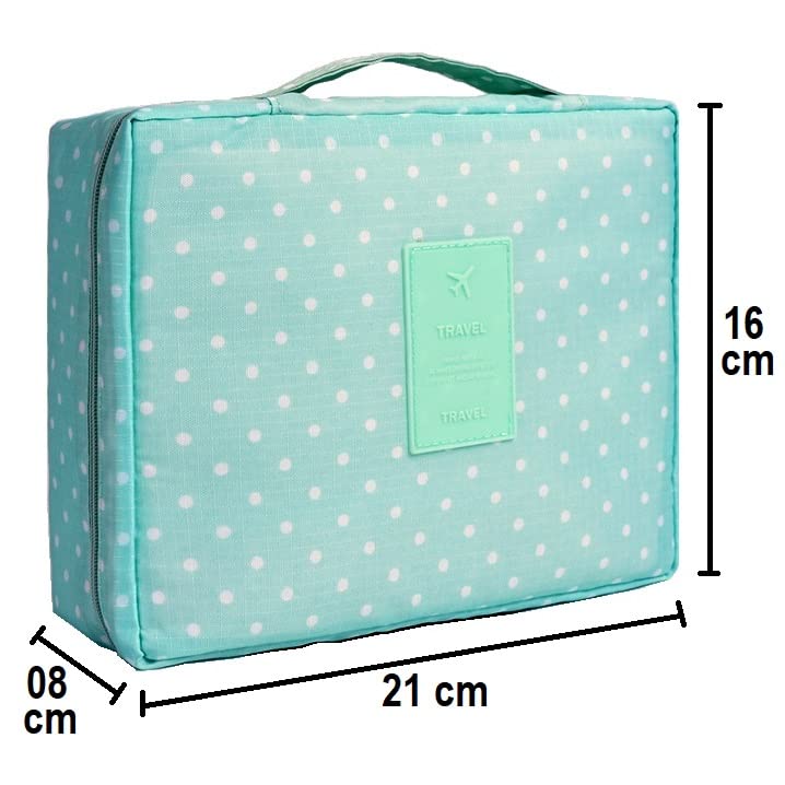 ERHETUS Multipurpose Travel Cosmetic Makeup Pouch | Multi Pockets Toiletry Bags & Travelling Pouches for Girls | Inner Ware Storage Organizer & Wash Bag for Women - Sky Dot (Size: 21x16x08 cm) - Image 2