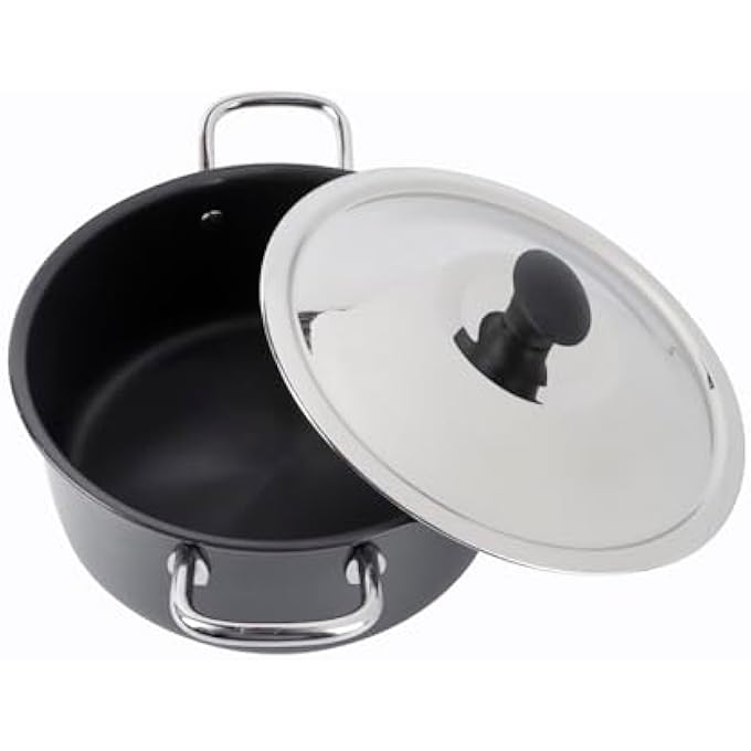 Kitchenmark Hard Anodized Stockpot Aluminum Cooking Pot With Lid 22Cm  Black - Image 3