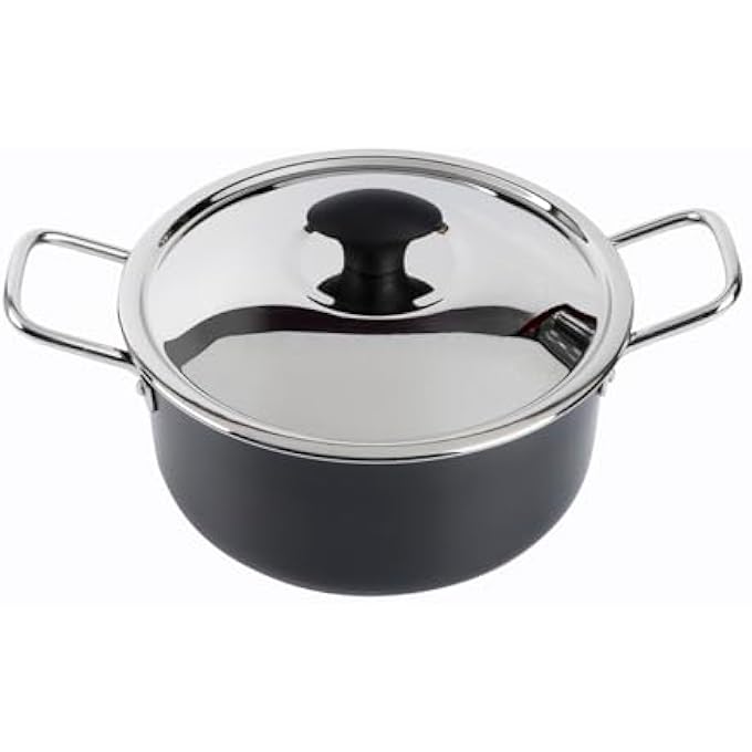 Kitchenmark Hard Anodized Stockpot Aluminum Cooking Pot With Lid 22Cm  Black - Image 2
