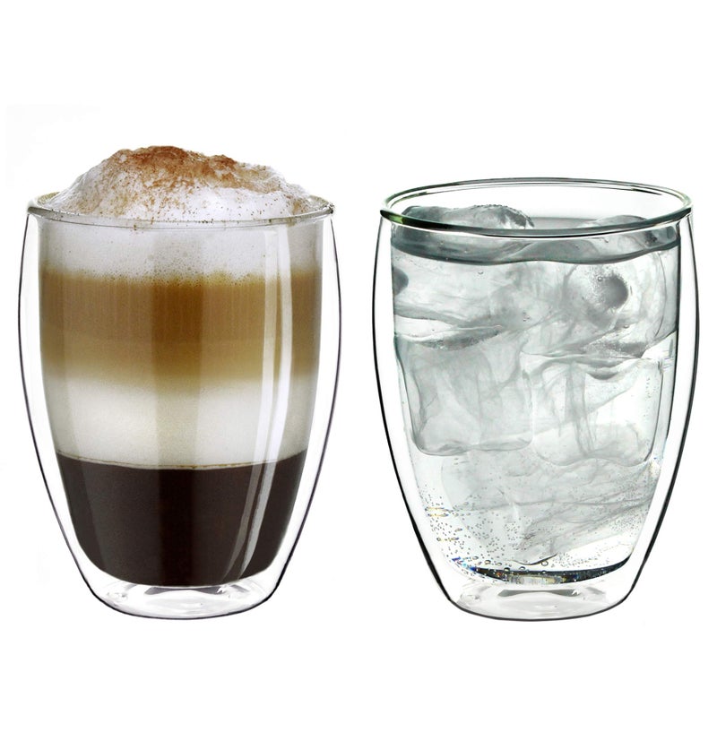 Creano Double Walled Coffee Glasses 400ml  Insulated XXL Cappuccino Cups  Latte Macchiato Tea  Also Suitable for Small Hands  2 pcs Pack of 1