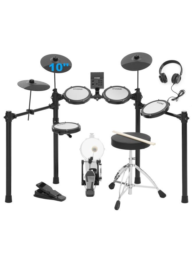 RVONE RED-200 Electronic Drum Set with 4 Quiet Mesh Pads - Image 1