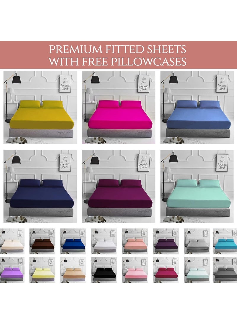 Generic - A set of plain sheet sheets for hotels, homes and tourist villages from Nono Store, consisting of three pieces,blue, 160 cm * 200 cm * 30 cm, blue color, cotton - Image 1