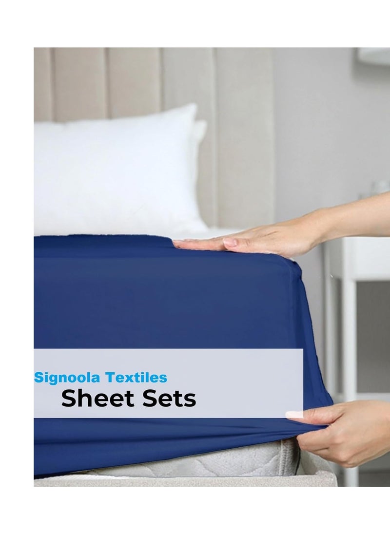 Generic - A set of plain sheet sheets for hotels, homes and tourist villages from Nono Store, consisting of three pieces,blue, 160 cm * 200 cm * 30 cm, blue color, cotton - Image 1