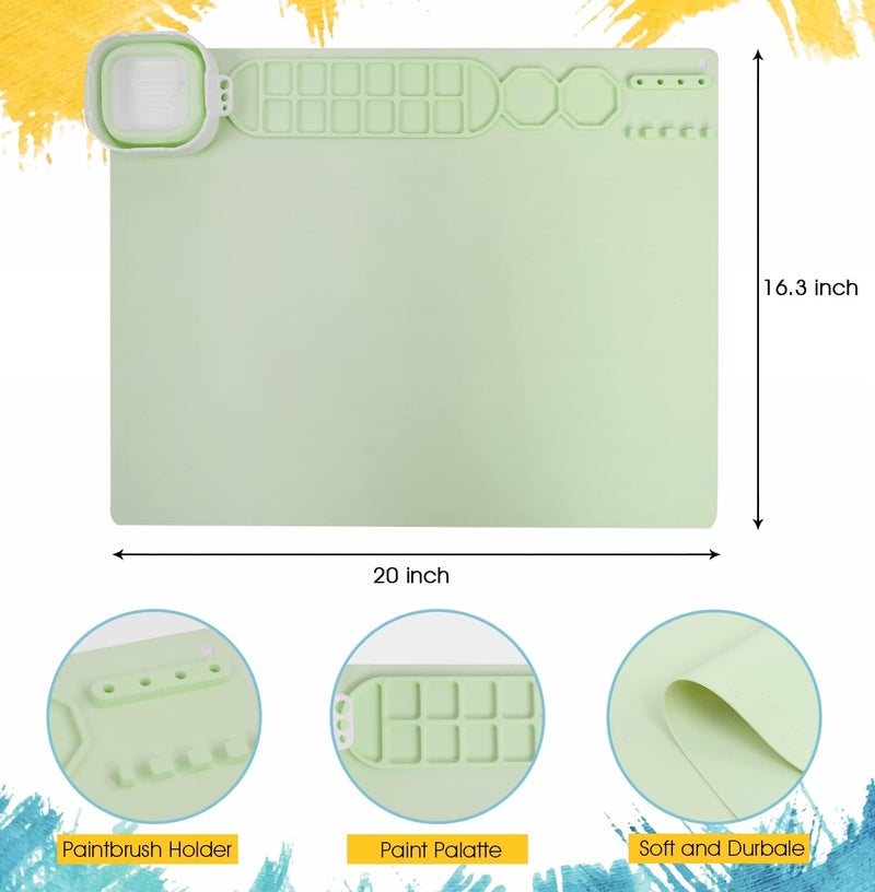 Fitous Silicone Painting Mat - 20"x16" Non-Stick Sheet for Resin Casting, Art, Handmade, DIY Creations - Green - Image 2