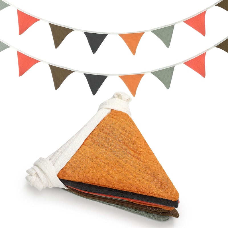 Oudain 2 Pcs Pennant Banner Flags Nursery Garland Triangle Bunting Flags Playroom Wall Decor Banner for Nursery Baby Shower Birthday Boho Wedding Party Event, Each 7.75 ft(Rustic Color) - Image 1
