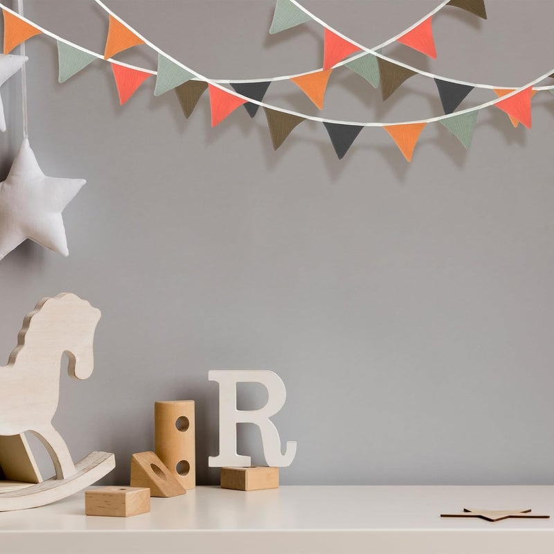 Oudain 2 Pcs Pennant Banner Flags Nursery Garland Triangle Bunting Flags Playroom Wall Decor Banner for Nursery Baby Shower Birthday Boho Wedding Party Event, Each 7.75 ft(Rustic Color) - Image 3