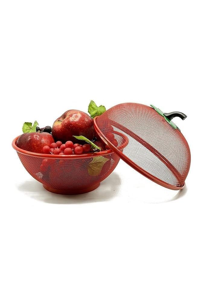 Pamidhar Pamidhar Net Fruits Basket for Kitchen Fruit Basket with Net Cover Vegetables Fruit Bowl for Dining Table Fruit Storage Basket with Lid Multicolor Pack of 1  - Image 2