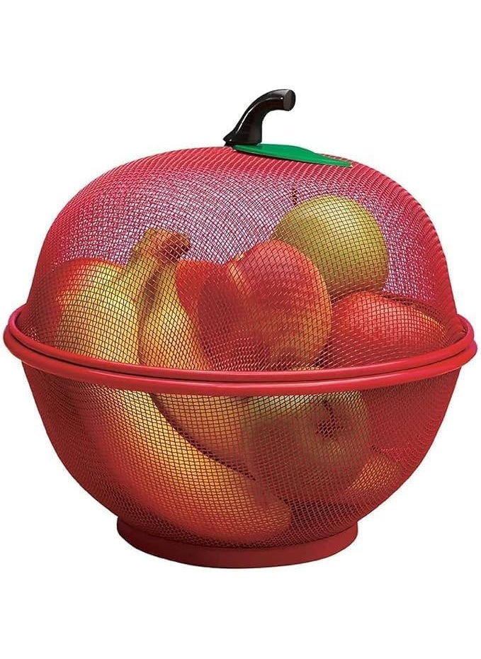 Pamidhar Pamidhar Net Fruits Basket for Kitchen Fruit Basket with Net Cover Vegetables Fruit Bowl for Dining Table Fruit Storage Basket with Lid Multicolor Pack of 1  - Image 1