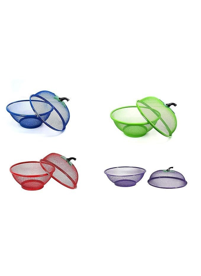 Pamidhar Pamidhar Net Fruits Basket for Kitchen Fruit Basket with Net Cover Vegetables Fruit Bowl for Dining Table Fruit Storage Basket with Lid Multicolor Pack of 1  - Image 5