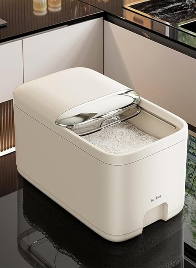 Rice Storage Container 5KG, Rice Dispenser with Lid & Measuring Cup, Food Cereal Container Bins, Grain Storage Containers, Moisture Proof Cereal Dispenser Bucket for Kitchen Soybean Corn Oatmeal ﻿ (A)