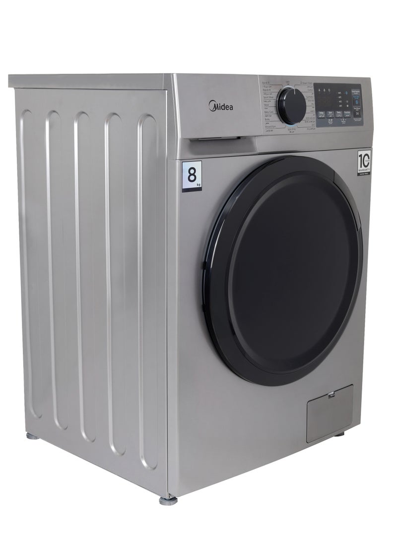 Midea FL 8 kg 1400 RPM Inverter Motor - Steam - MFN09W80B/S Dark Silver - Image 2
