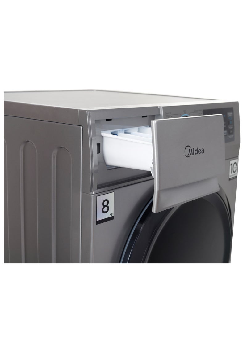 Midea FL 8 kg 1400 RPM Inverter Motor - Steam - MFN09W80B/S Dark Silver - Image 4