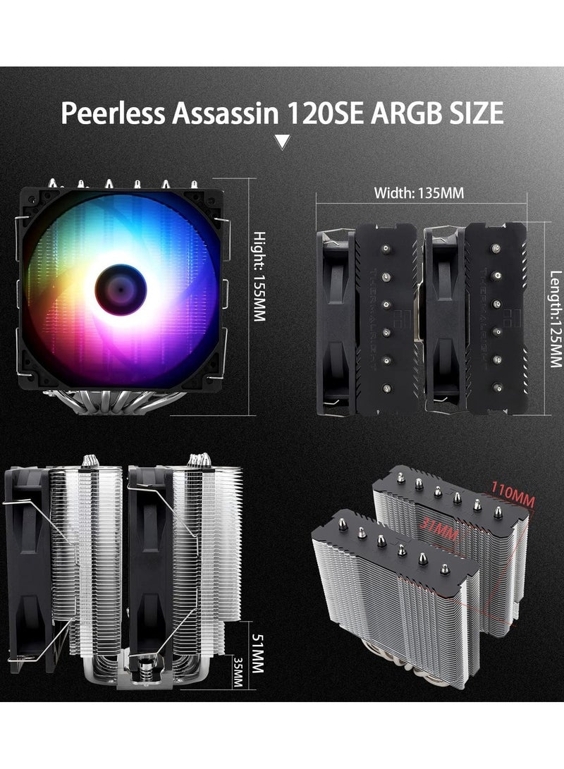 ARGB CPU Air Cooler, 6 Heat Pipes CPU Cooler, Dual 120mm TL-C12C-S PWM Fan, Aluminium Heatsink Cover, AGHP Technology, for AMD AM4 AM5/Intel 1700/1150/1151/1200  - Image 3
