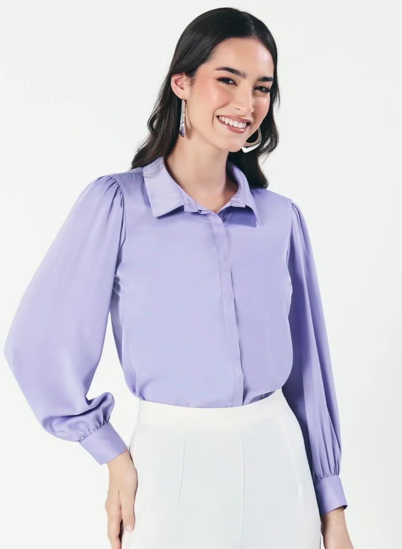 Zigzag Long Sleeve Collared Shirt