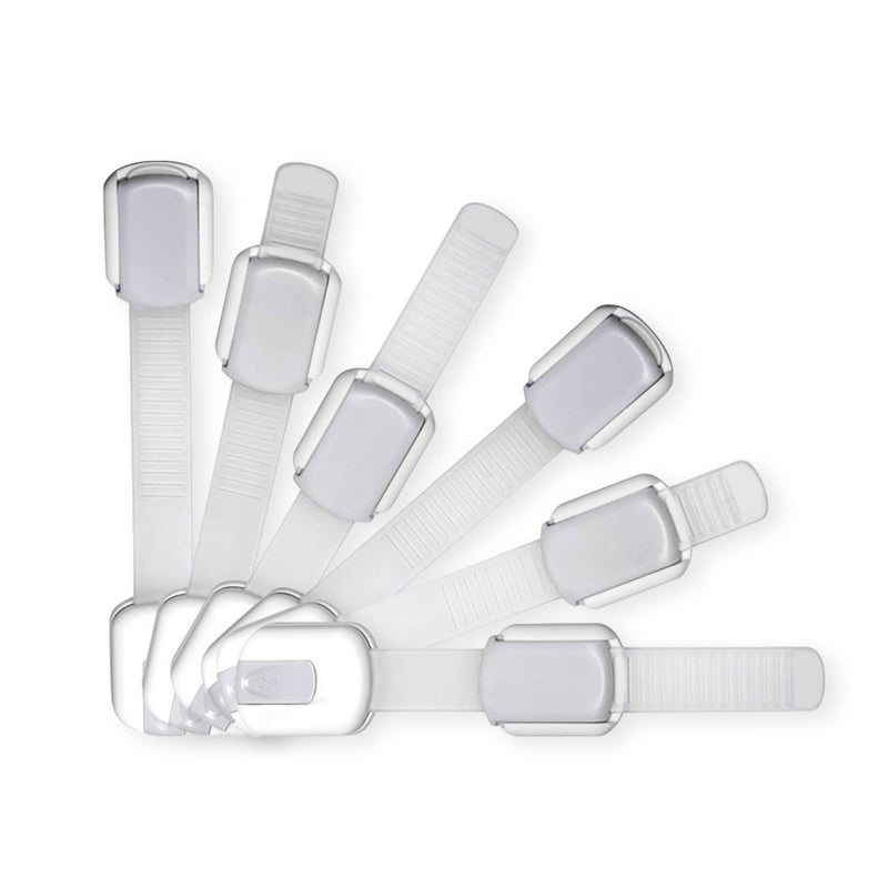 Adjustable Reusable Child Safety Cabinet Locks Latches Baby Proofing Door Window Cabinet Toilet Refrigerator Lock Child Safety Strap Locks with Adhesive Pads Pack of 6 Silver Wonderkid