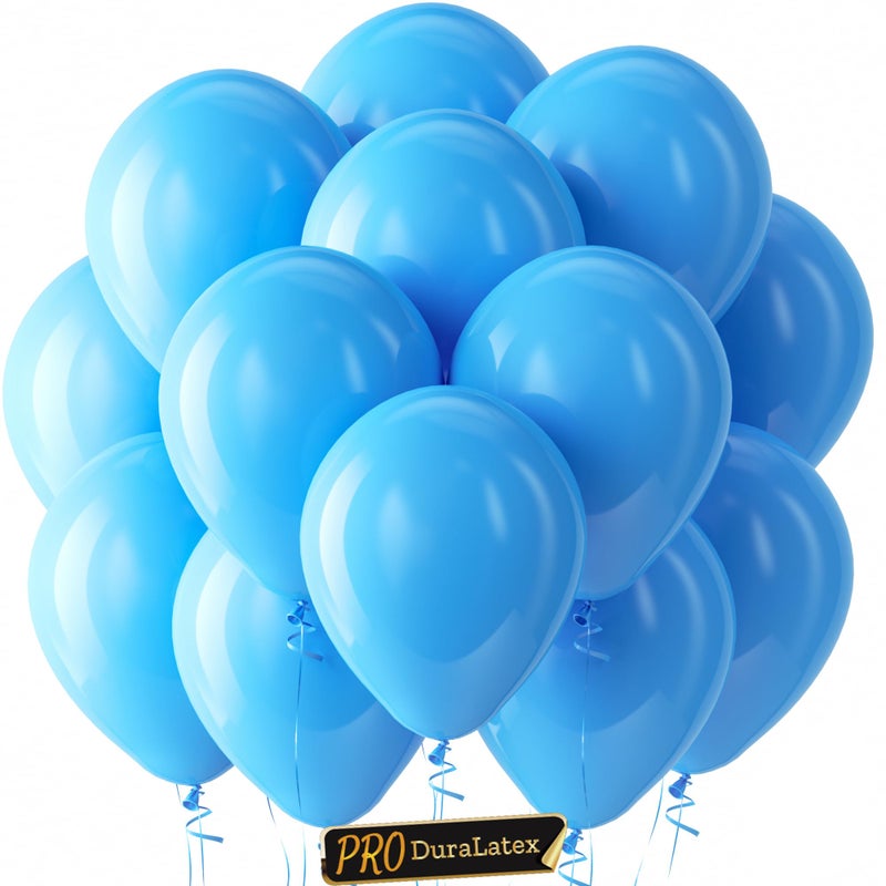 Bezente بالونات بيزنت برو دورالتيكس زرقاء 100 عبوة 12 بوصة بالونات زرقاء فاتحة سميكة للغاية لتزيين الحفلات الاحترافية طويلة الأمد حفل زفاف كبير حفل استحمام العروس عيد ميلاد - Image 3
