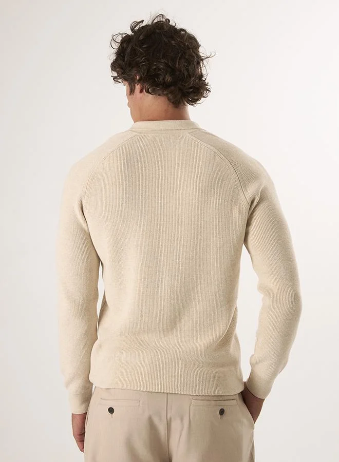 Felix Hardy Beige Polo Neck Buttoned Pullover for Men | Best Price UAE