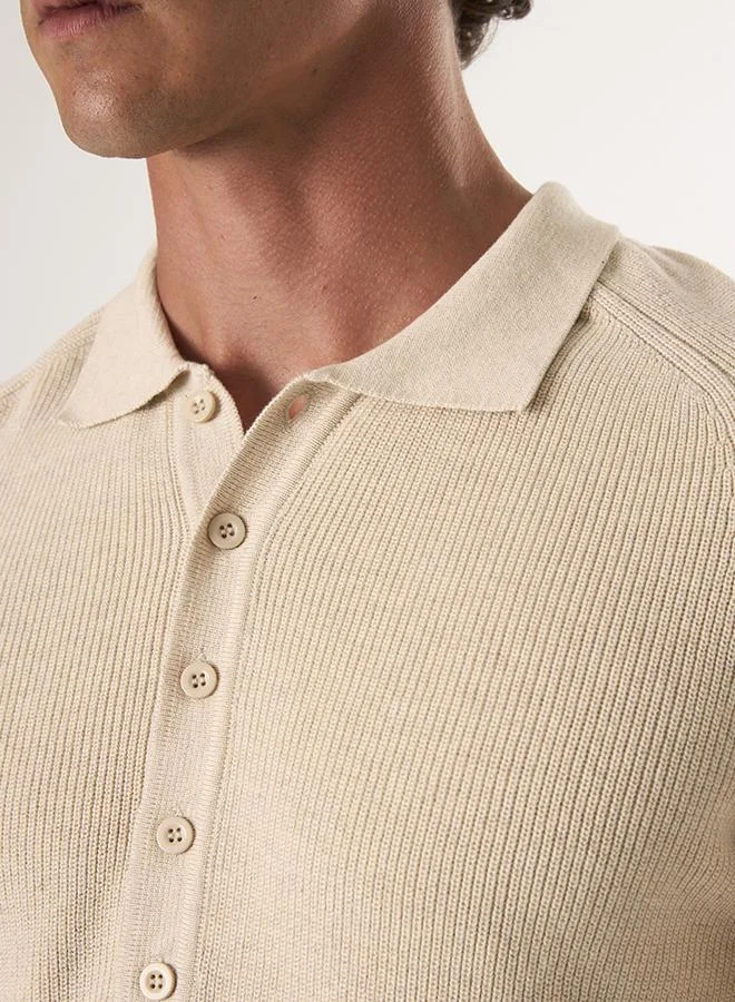 Felix Hardy Beige Polo Neck Buttoned Pullover for Men | Best Price UAE
