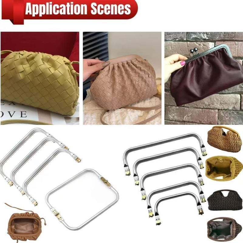 2Pcs Golden Metal Wallet Frame Clasp 7.87 Inch Rectangular Lock for Handbag Purses - Image 1