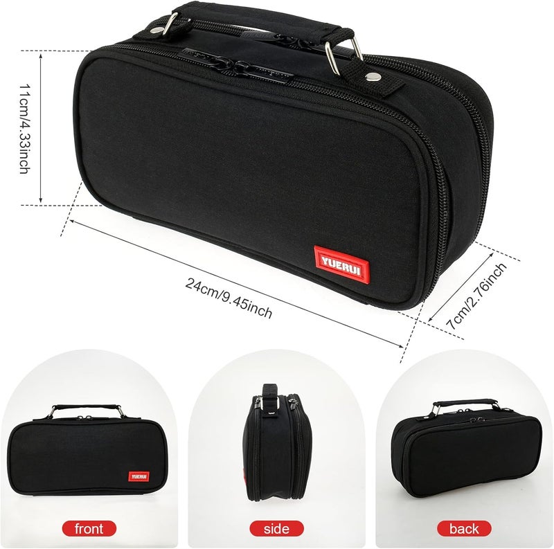 windforgecraft Large Capacity Pencil Case with Carrying Handle with Zipper Multi-Slot Canvas Pen Pencil Pouch Stationery Storage Cosmetic Bag for Office Middle High School College Students Girls Teens Adults - Image 3