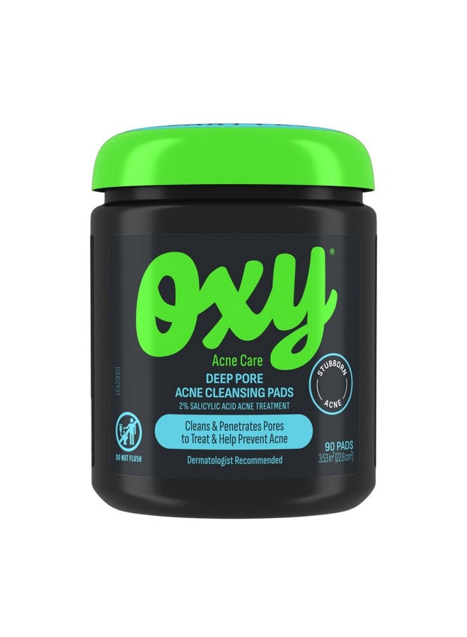 Oxy Deep Pore Acne Facial Cleansing Pads, Maximum Strength 2% Salicylic Acid Stubborn Acne Treatment, Fights Breakouts, Exfoliates, Unclogs Pores, Treats Blackheads, Dermatologist Recommended, 90 Pads - Image 1