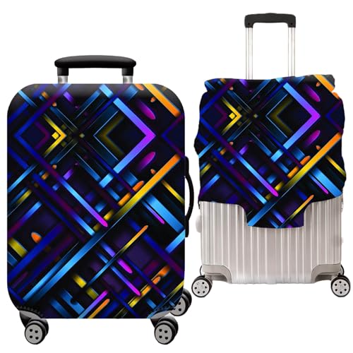 Handcuffs Luggage Cover Trolley Travel Covers, Washable Dust Proof Anti-Scratch Suitcase Protector (Multicolour-Abstract-Strips, XL (31"-32")) - Image 1
