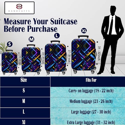 Handcuffs Luggage Cover Trolley Travel Covers, Washable Dust Proof Anti-Scratch Suitcase Protector (Multicolour-Abstract-Strips, XL (31"-32")) - Image 3