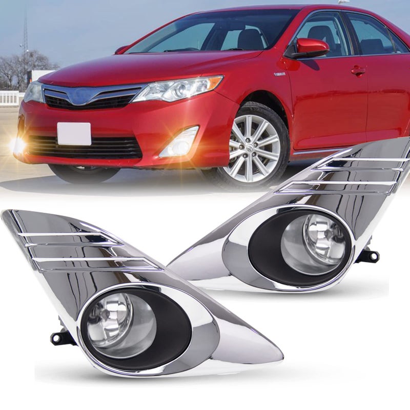 WEZEMLIGHT Fog Light Assembly Replacement For 2012 2013 2014 Toyota Camry With H11 12V 55W Halogen Bulbs Wiring Kit Clear Lens Upgrade Fog Light Cover