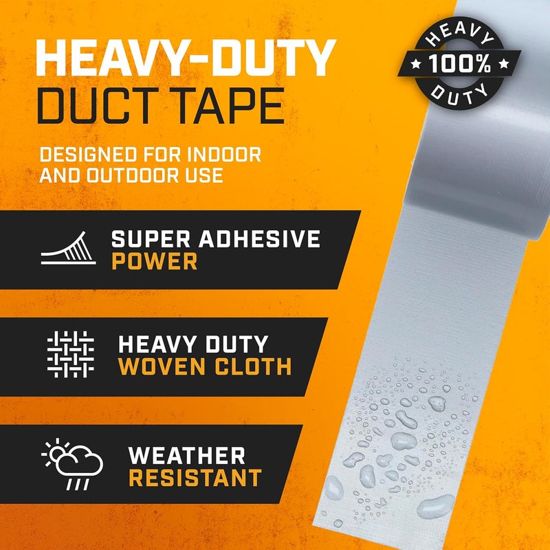 Lockport Silver Duct Tape - 6 Roll Multi Pack - 90 feet x 2 Inch - Strong Duct Tape Heavy Duty - Waterproof - No Residue - Bulk Value - Easy Tear - Industrial Use - DIY Home Repair - Image 2