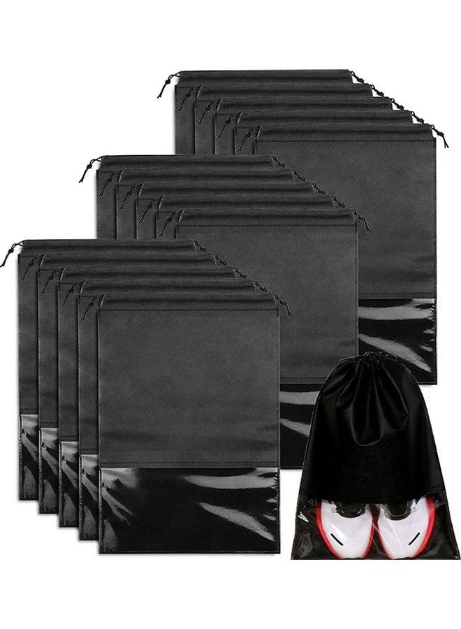 RollsTimi  15-Piece Non-Woven Dust Proof Travel Shoe Bags Black 32x44cm  - Image 1