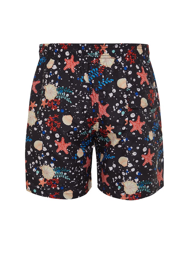 trendyol - Black Standard Size Starfish Patterned Beach Shorts TMNSS24DS00026 - Image 1