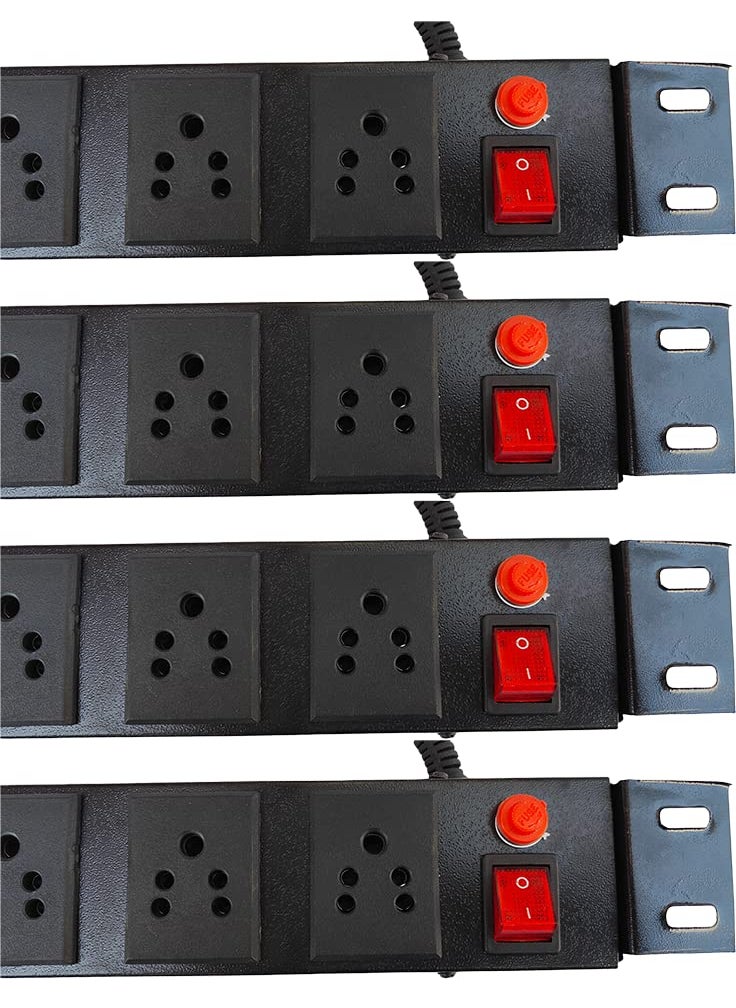Generic KN Group India Spike Guard Plug Extension Cord Multi Switch Commercial and Household Purpose Fuse Protector 6 Socket in 1 Switch Car Extension Board with Power Cord 125 mtr Black Pack of 4  - Image 2