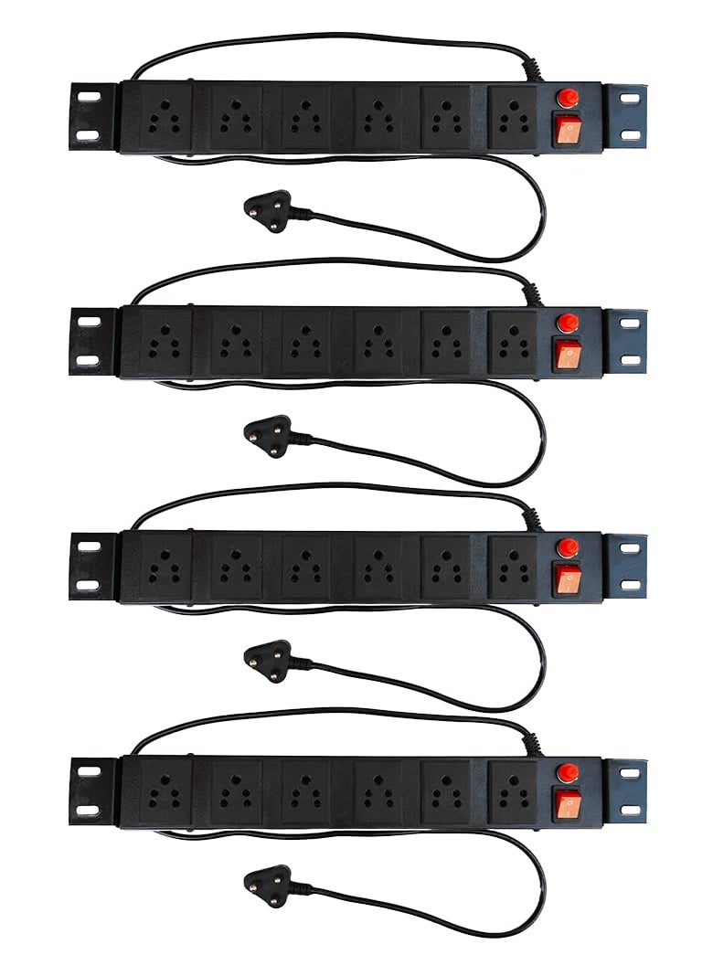Generic KN Group India Spike Guard Plug Extension Cord Multi Switch Commercial and Household Purpose Fuse Protector 6 Socket in 1 Switch Car Extension Board with Power Cord 125 mtr Black Pack of 4  - Image 4
