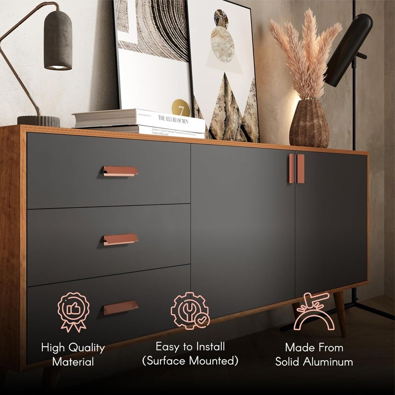 LAPO LAPO Premium Kitchen Profile Handle Cabinet Door Handle and Office Drawer Profile Handle Furniture Aluminium Finish Drawer Handle 48 Inch Rose Gold Color Pack of 2  - Image 5