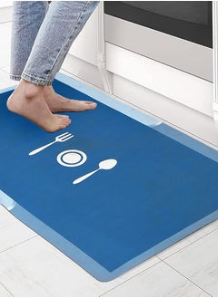 Status Contract Mat Kitchen Decor | Anti-Skid Rubber Kitchen Floor Mat | Napa Skin Super Absorbent Non Slip Mat - Floor Rug | Waterproof Kitchen Mat |(Blue), 38 X 58 Cm  - Image 1