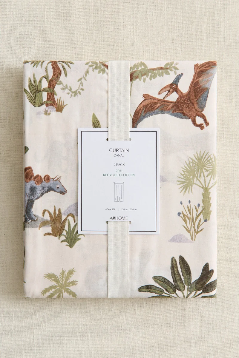 H&M 2-pack patterned cotton curtains
