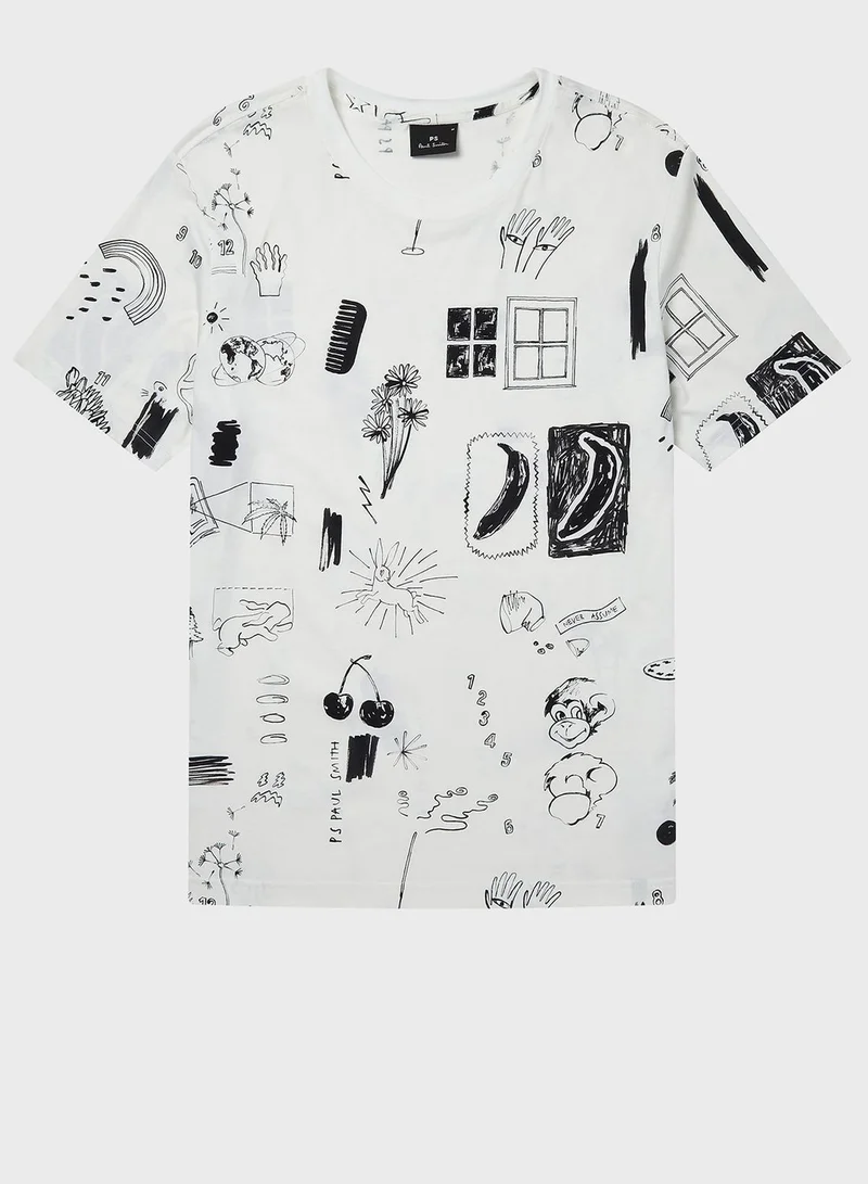 Paul Smith Printed Regular Fit Crew Neck T-Shirt
