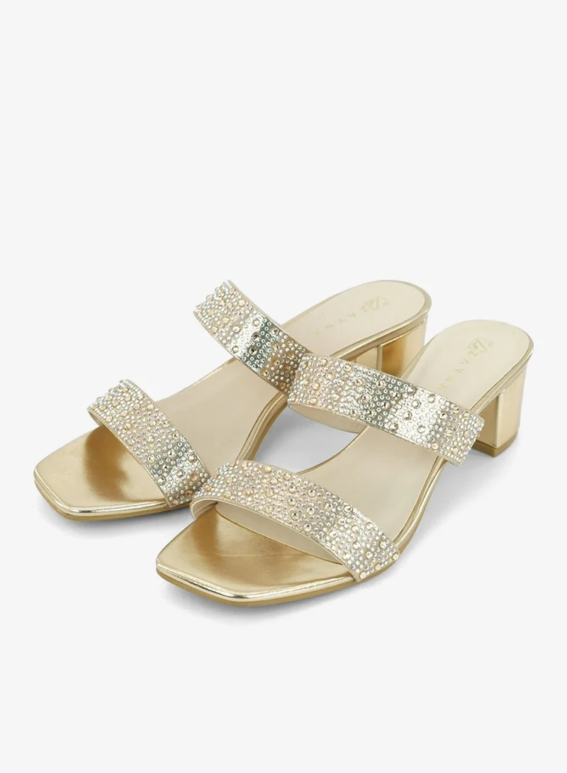 Zayna Rose Gold 221-315 Zayna Ladies Classic Low Block Slides 18F8827-0966 Rose Gold for Women | Best Price UAE