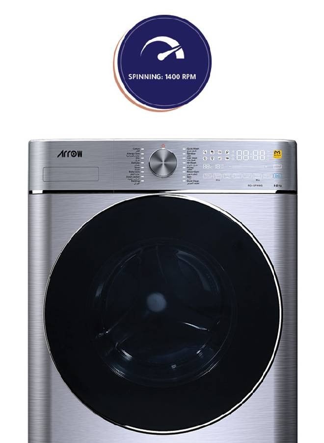 Arrow Automatic Washing Machine - Front Load - 10 kg - Silver - RO-10FWMS - Image 4